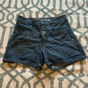 High-waisted dark wash jean short-shorts